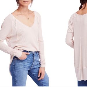 Free People Catalina V-neck Thermal Pale Pink Top